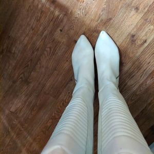 Women's white knee boots
